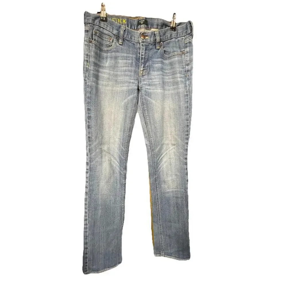 J. Crew Women’s Matchstick Jeans Medium Wash Straight Fit Mid Rise 30W 31L